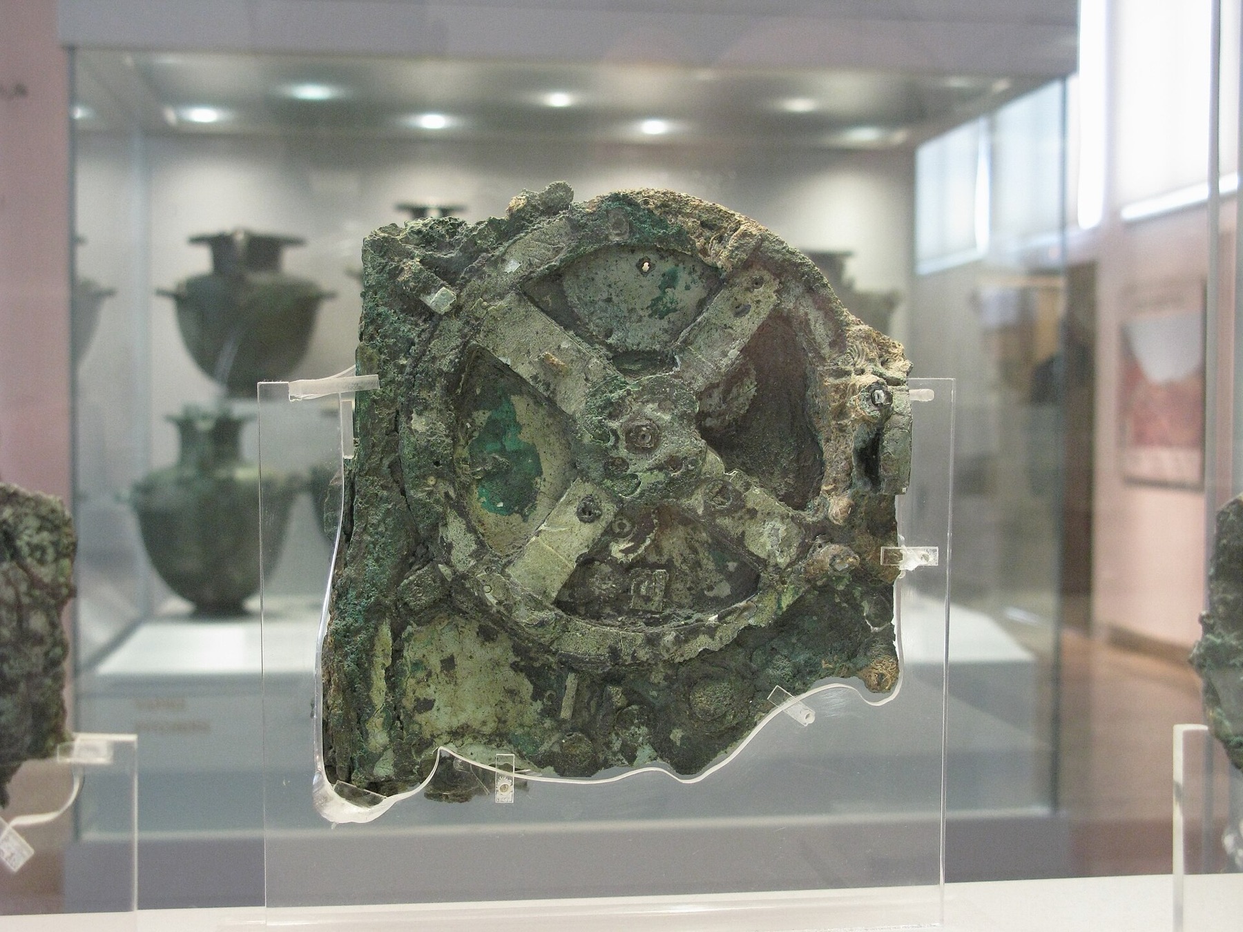 Corroded bronze gear teeth, close up